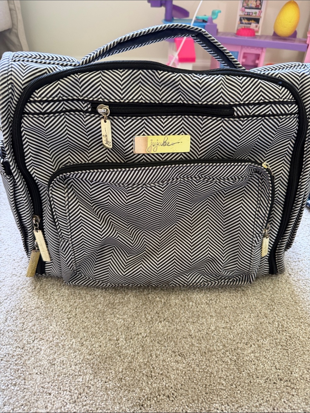 Ju-Ju-Be Be-Right Black & White Chevron Backpack Diaper Bag
